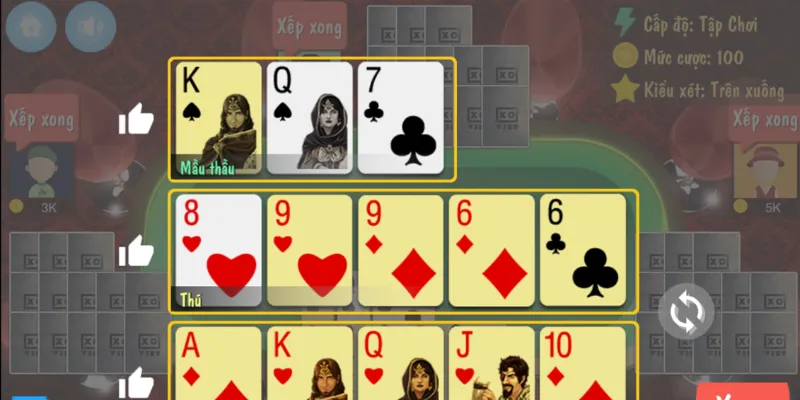 Quy tắc sắp xếp bài trong Mậu Binh